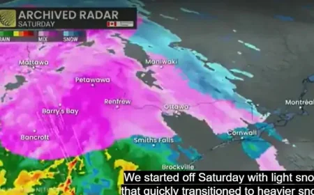 Icy snowy mess continues for Ottawa and Montreal into Sunday