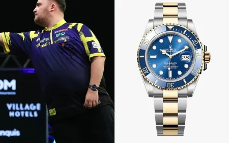 Luke Littler takes aim with his new Rolex