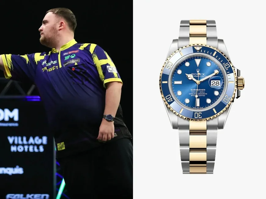 Luke Littler takes aim with his new Rolex
