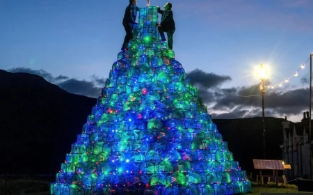 Fishing-Creel Christmas Tree Illuminates Scottish Village