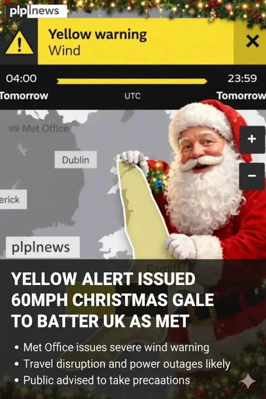 Yellow Alert Issued 60MPH Christmas Gale to Batter UK as Met
