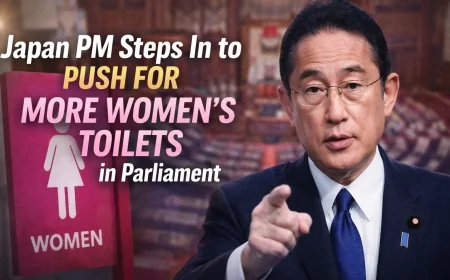 Japan PM Steps In to Push for More Women’s Toilets in Parliament