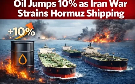 Oil Jumps 10% as Iran War Strains Hormuz Shipping