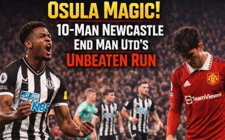 Osula Magic! 10-Man Newcastle End Man Utd’s Unbeaten Run